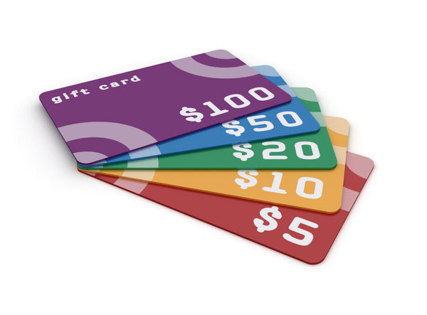 Image of various gift card denominations.